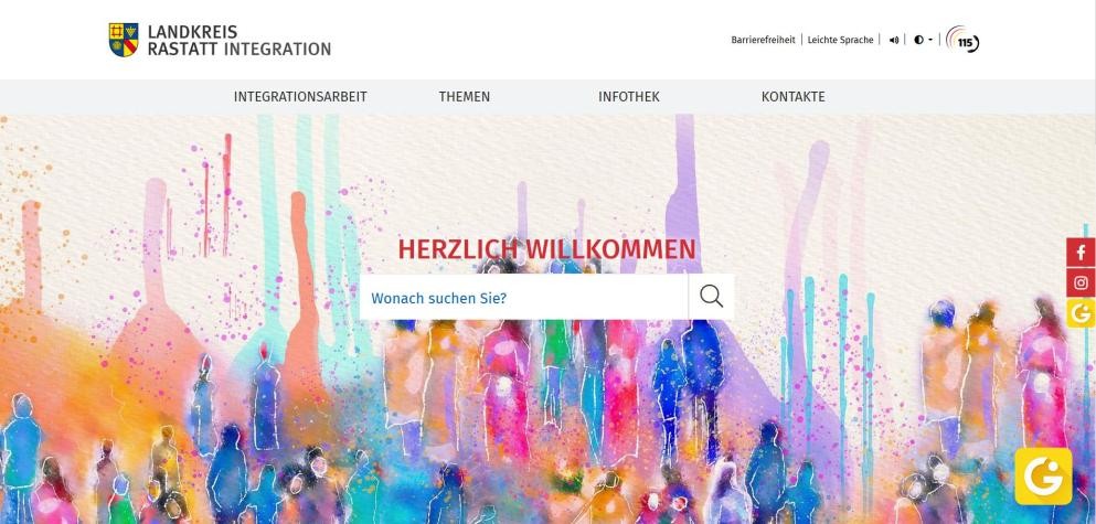 Bild von der Internetseite Lankreis Rastatt Integration - Startseite